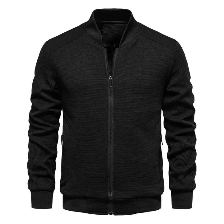 Men's Waffle-Knit Zip Jacket Black