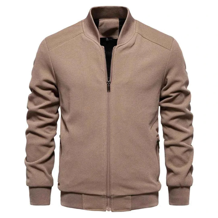 Men's Waffle-Knit Zip Jacket Brown