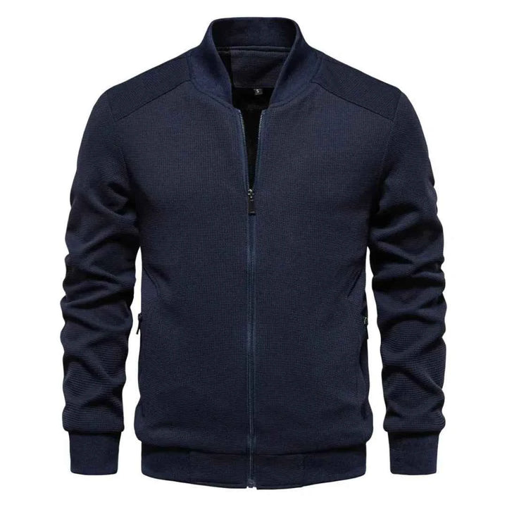 Men's Waffle-Knit Zip Jacket Blue
