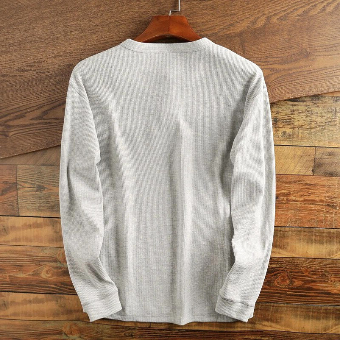 Men's Waffle Texture Long Sleeve Henley Shirt - Button Closure - Regular Fit
