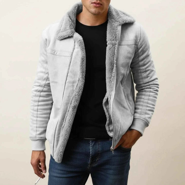 Men's Warm Fur Collar Jacket Gray