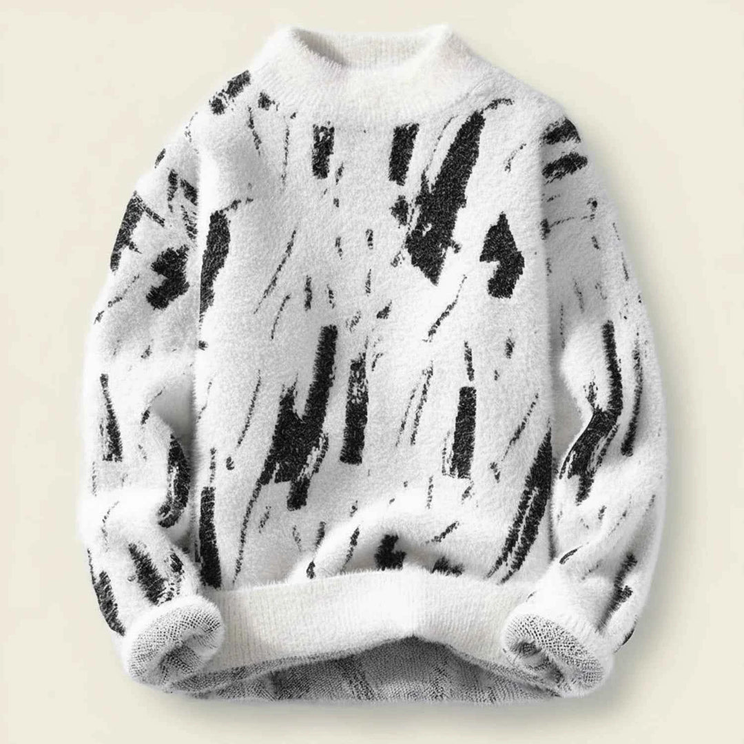 Men's Warm Patterned Sweater White