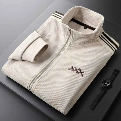 Men's Cotton Pants Relaxed Fit Zip Closure Beige Marron