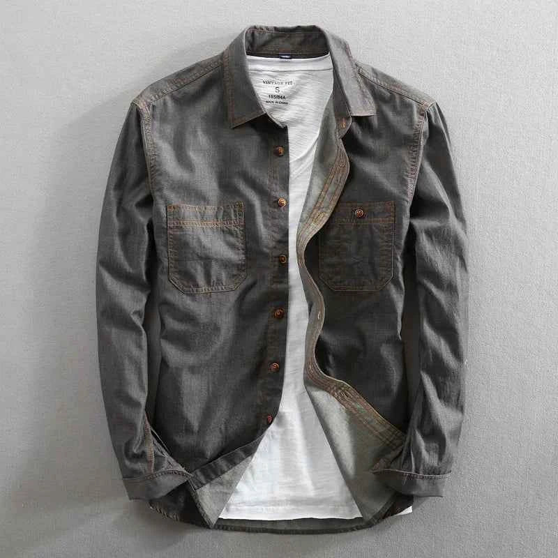Men's Washed Cotton Shirt Dark Gray