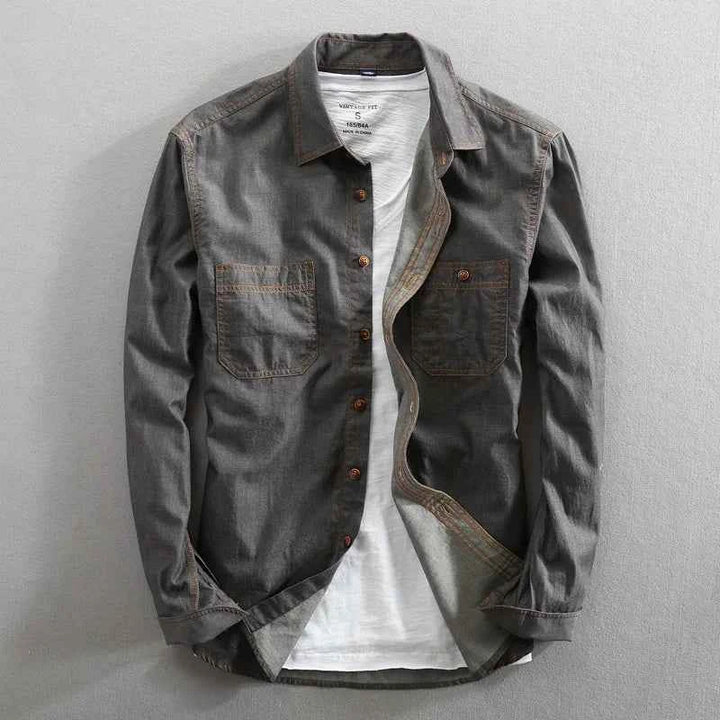 Men's Washed Cotton Shirt Dark Gray