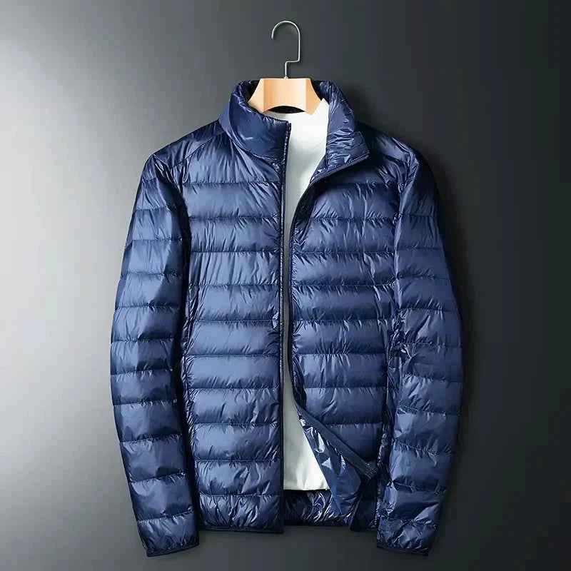 Men's Water-Repellent Down Jacket – Padded, Regular Fit, Hip-Length, Zipper Closure Navy