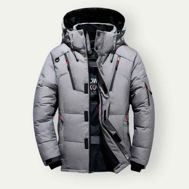 Men's Water-Repellent Padded Jacket – Regular Fit with Hood and Zip Pockets Grey