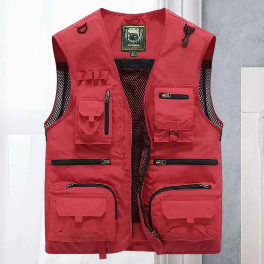 Men's Relaxed Fit Long Sleeve Vest Winter Essential Knitwear Red