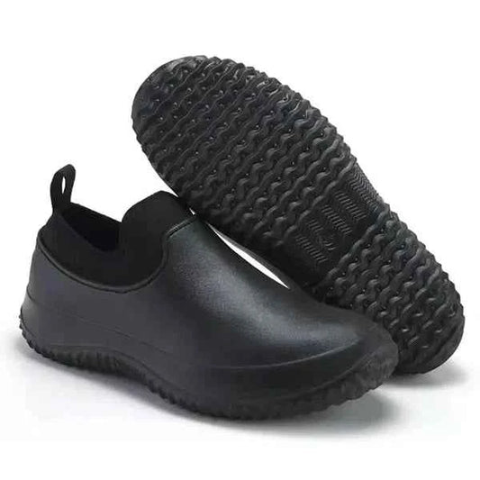 Men's Water-Resistant Slip-On Safety Work Shoes Black
