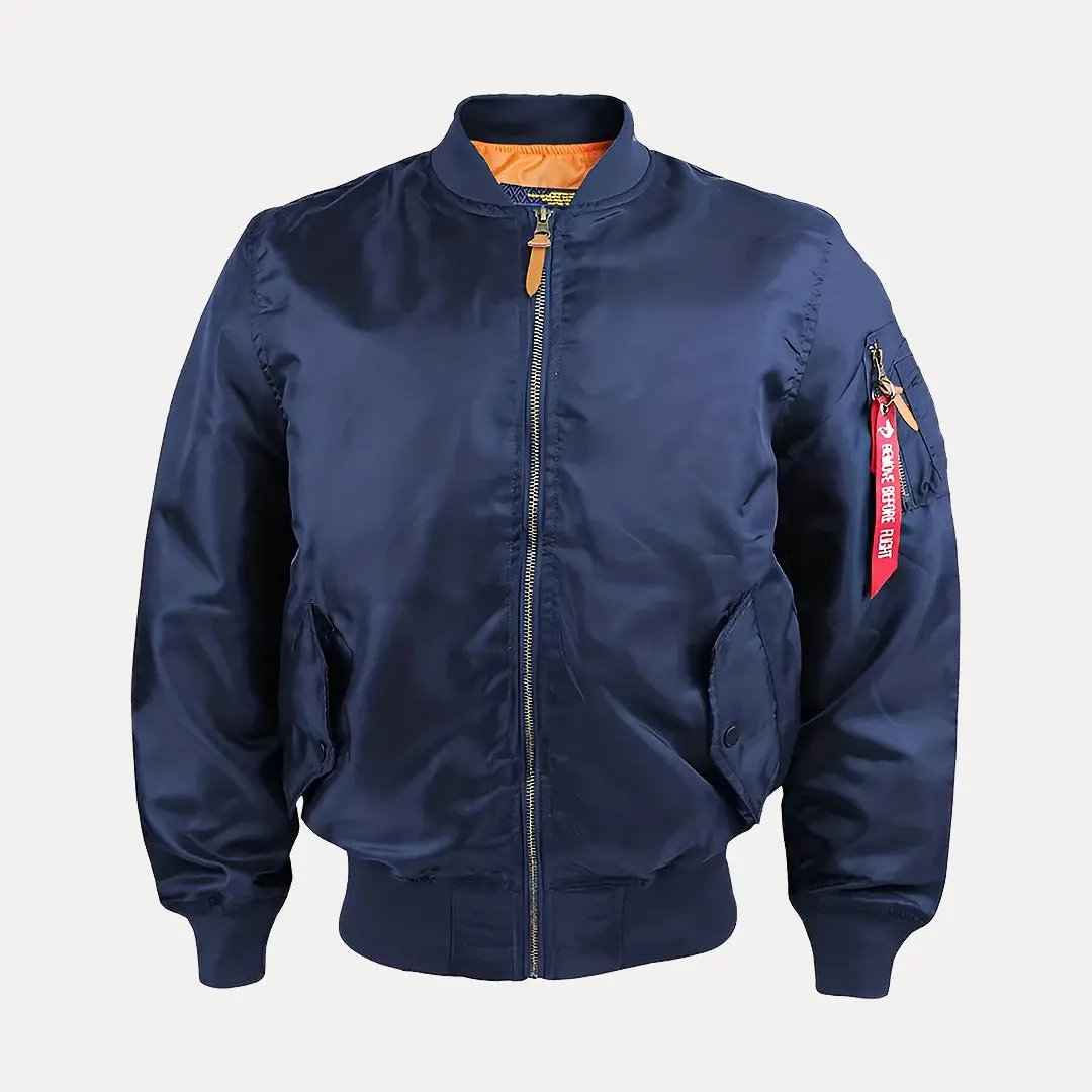 Men's Water-Resistant Varsity Jacket Navy Blue