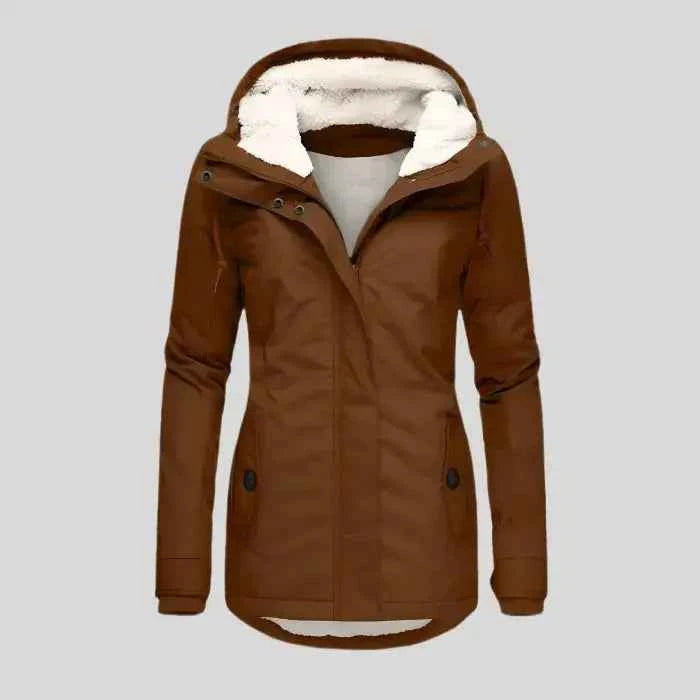 Men's Waterproof Fleece-Lined Hooded Jacket Khaki