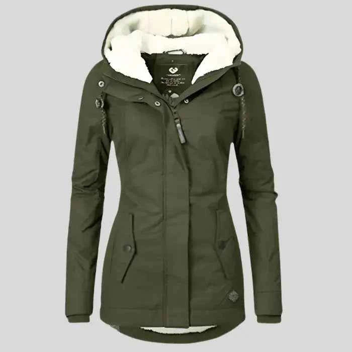 Men's Waterproof Fleece-Lined Hooded Jacket Green