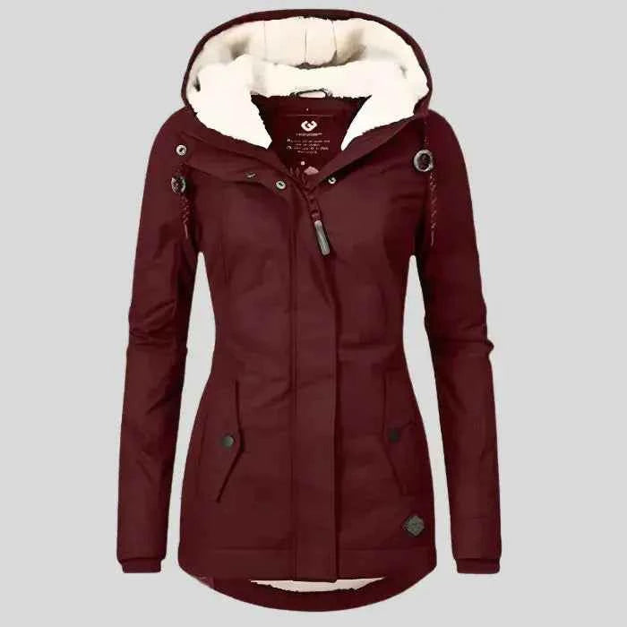 Men's Waterproof Fleece-Lined Hooded Jacket Red