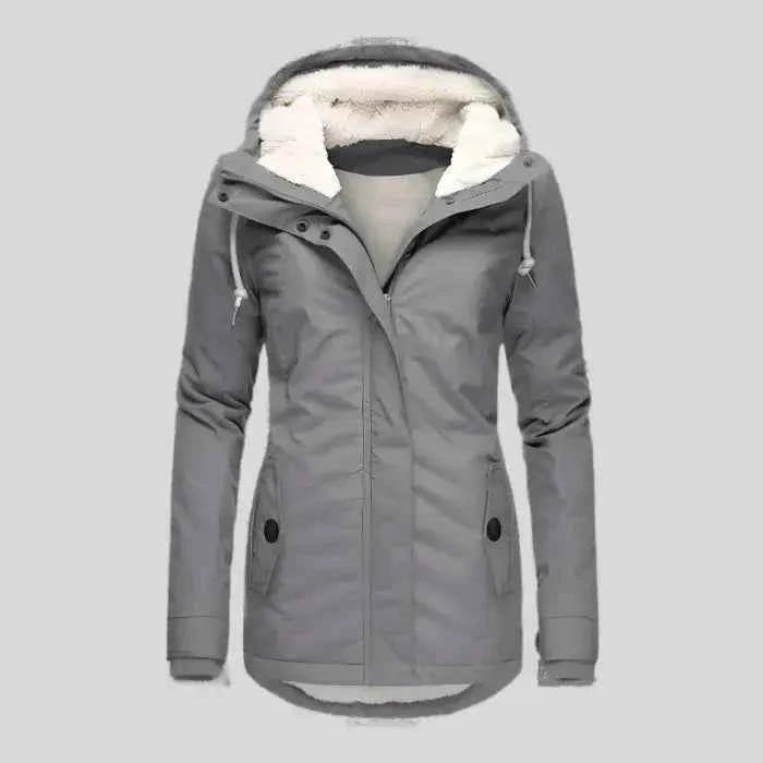 Men's Waterproof Fleece-Lined Hooded Jacket Gray