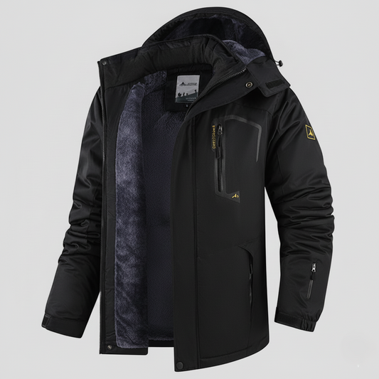 Men's Hooded Waterproof Thermal Windproof Jacket Winter Black