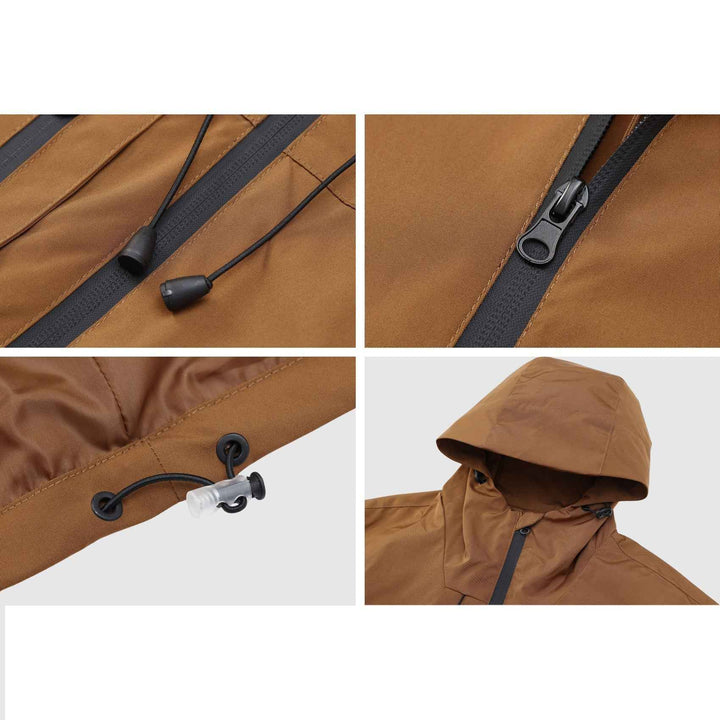 Men's Waterproof Hooded Jacket with Multiple Zippered Pockets