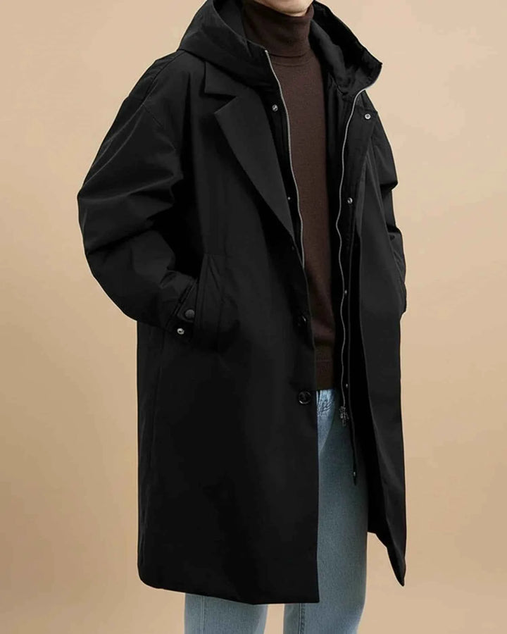Men's Waterproof Hooded Overcoat Black