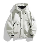 Women's Hooded Zip-up Waterproof Windproof Navy Jacket Winter White