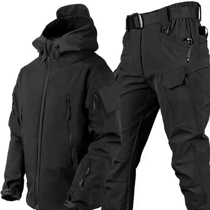 Men's Waterproof Tactical Jacket and Cargo Pants Set Black