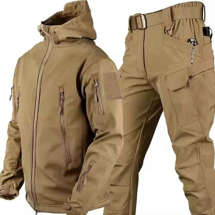 Men's Waterproof Tactical Jacket and Cargo Pants Set Khaki