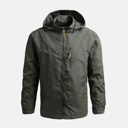 Men's Polyester Hooded Waterproof Windbreaker Jacket Winter Army Green