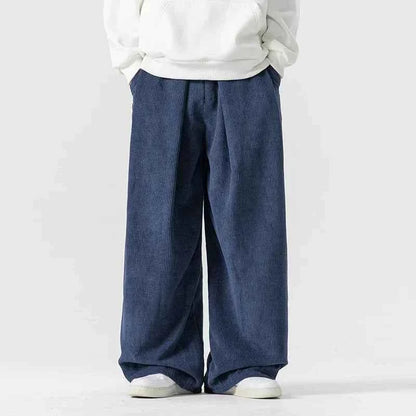 Men's Corduroy Trousers Drawstring Navy Gray Navy