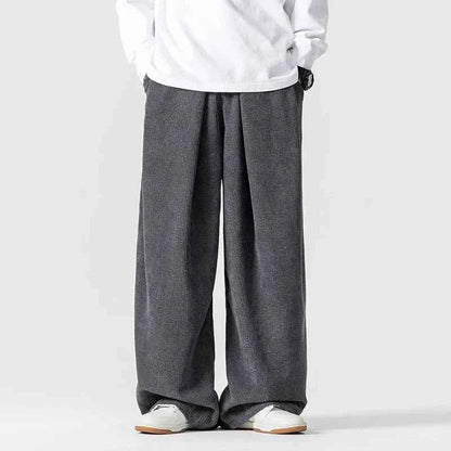 Men's Corduroy Trousers Drawstring Navy Gray Gray