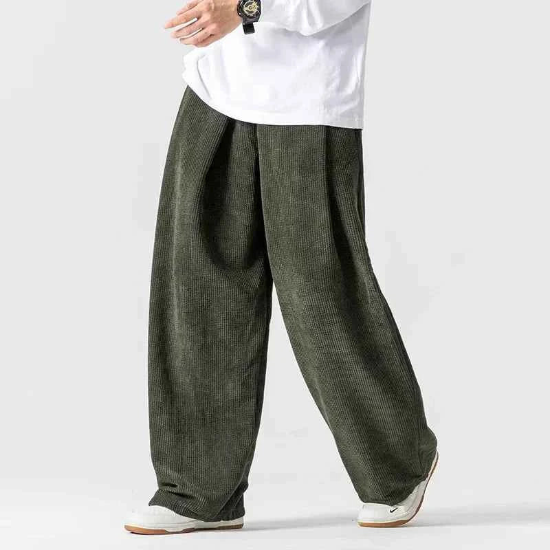 Men's Corduroy Trousers Drawstring Navy Gray
