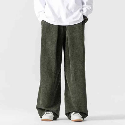 Men's Corduroy Trousers Drawstring Navy Gray Green