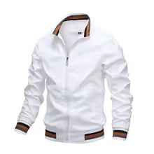 Men's Windproof Bomber Jacket – Relaxed Fit, Ribbed Cuffs, Zipper Closure White