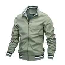 Men's Windproof Bomber Jacket – Relaxed Fit, Ribbed Cuffs, Zipper Closure Green