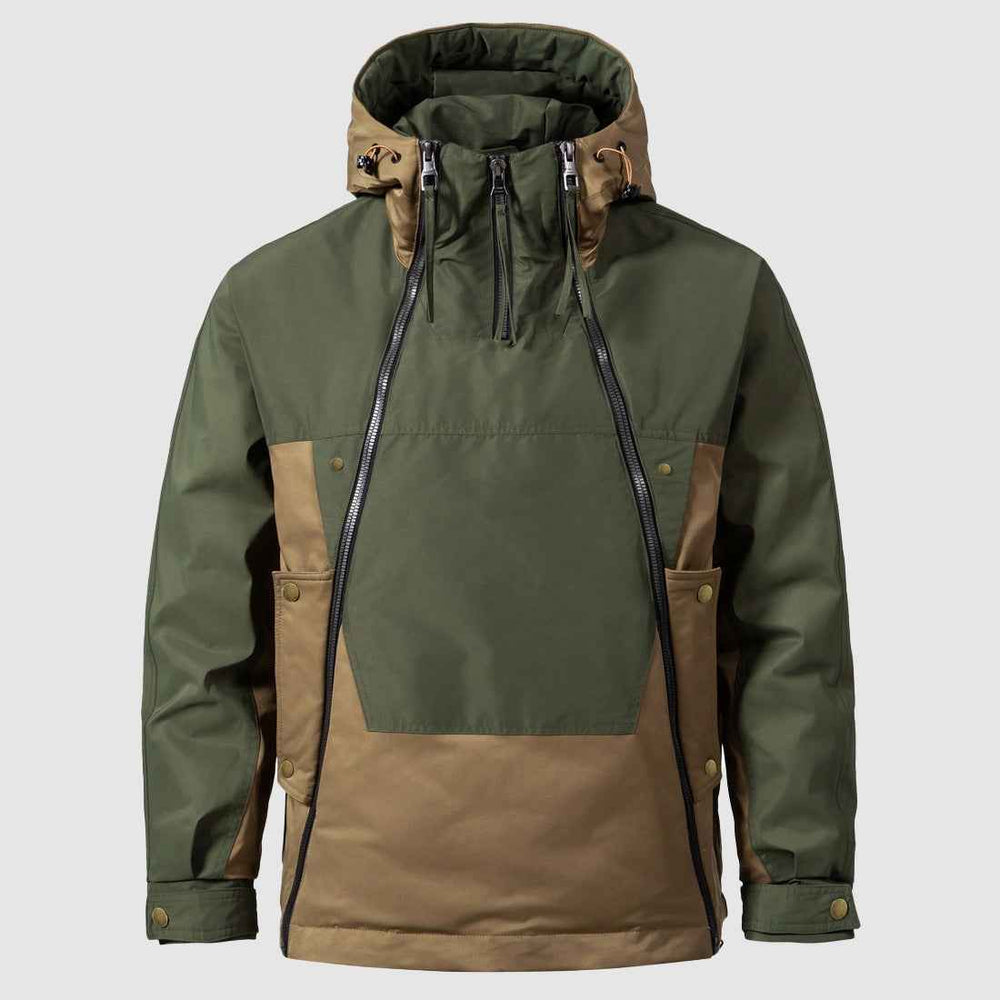 Men's Windproof Down Jacket – Regular Fit with Lined Hood and Large Pockets Green