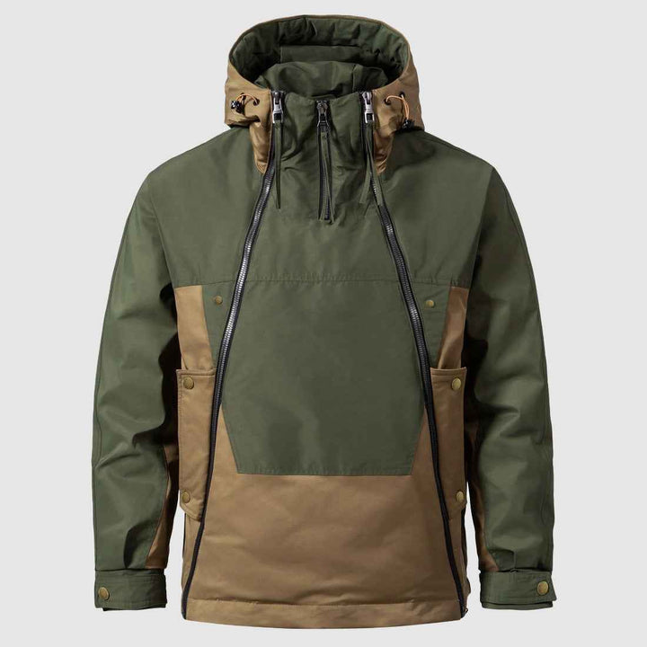 Men's Windproof Down Jacket – Regular Fit with Lined Hood and Large Pockets Green