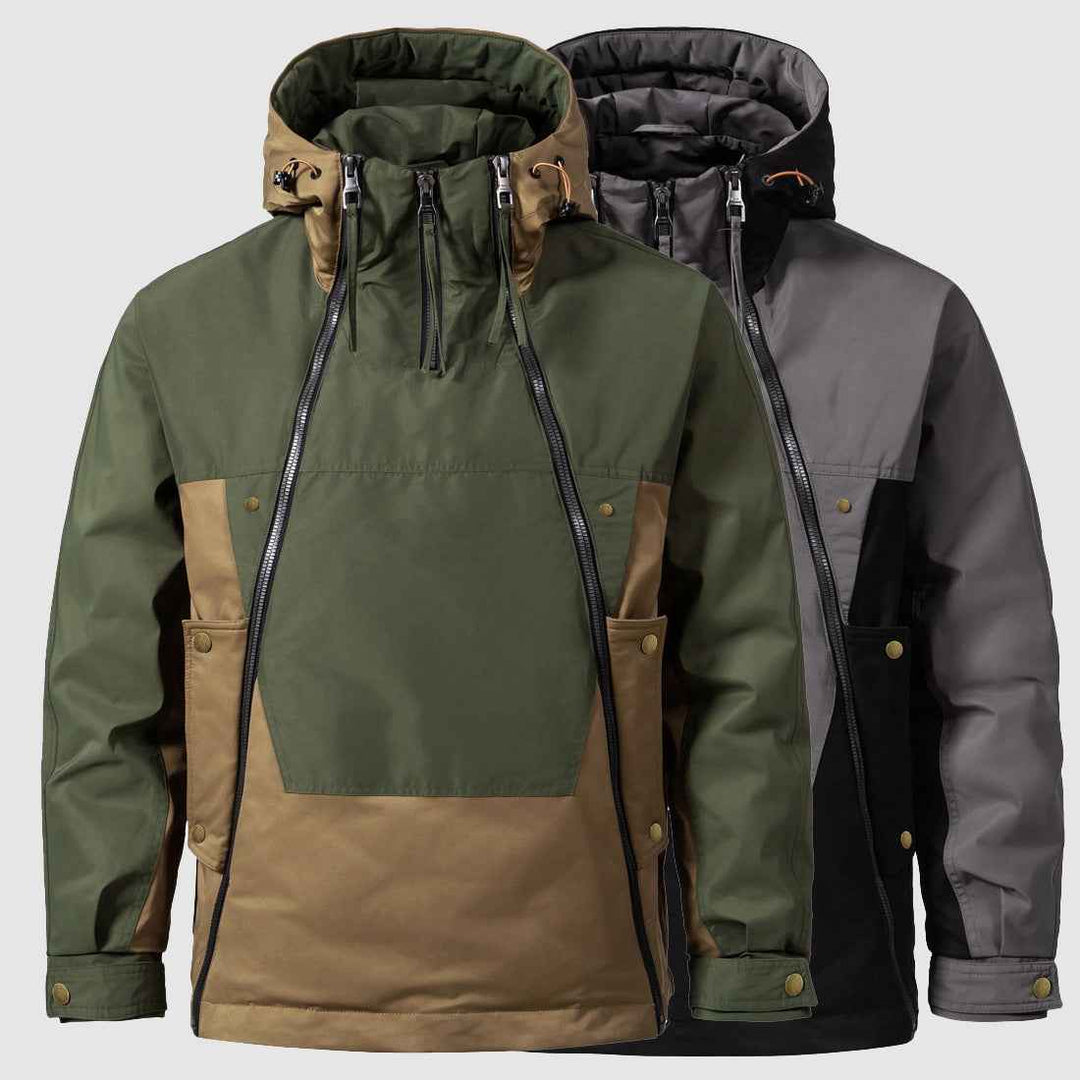 Men's Windproof Down Jacket – Regular Fit with Lined Hood and Large Pockets