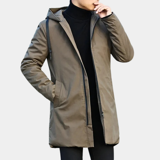 Men's Relaxed Fit Windproof Coat Winter Essential Outerwear Khaki