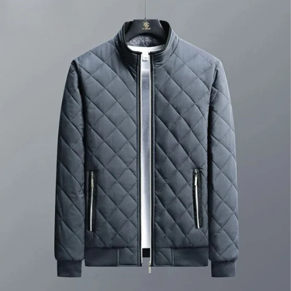 Men's Windproof Water-Repellent Padded Jacket – Regular Fit with Ribbed Cuffs Grey