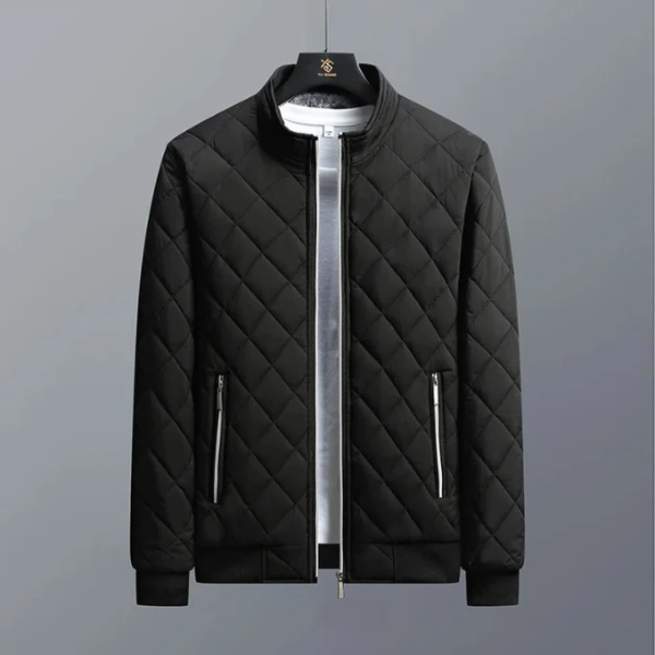 Men's Windproof Water-Repellent Padded Jacket – Regular Fit with Ribbed Cuffs Black