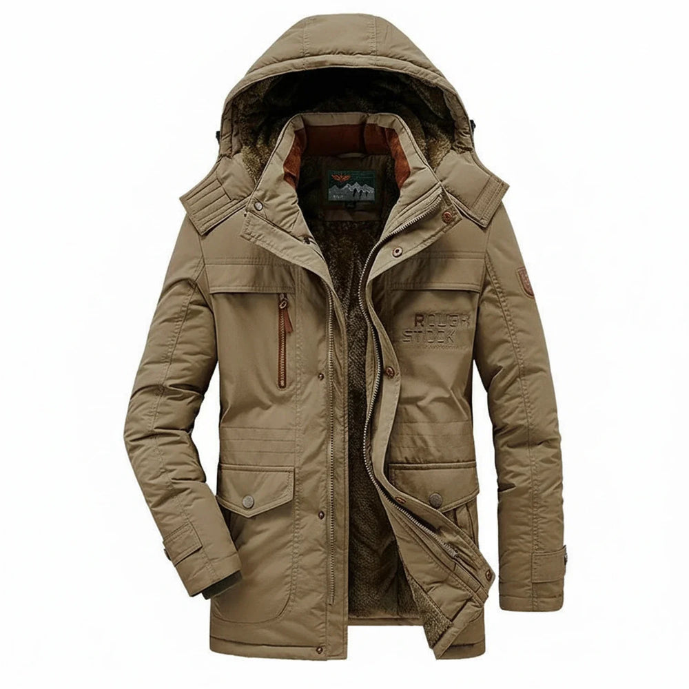 Men's Winter Hooded Parka Jacket Brown