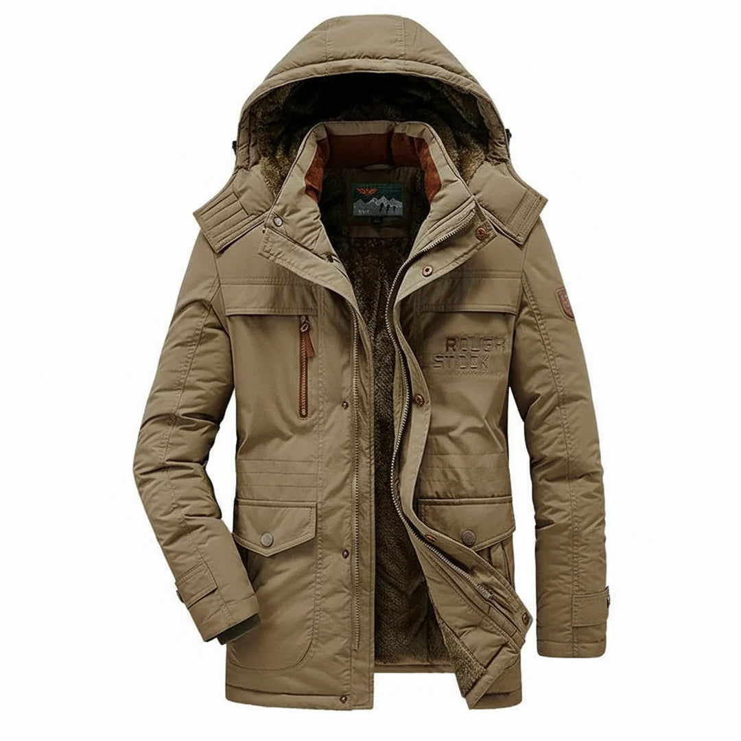 Men's Winter Hooded Parka Jacket Brown