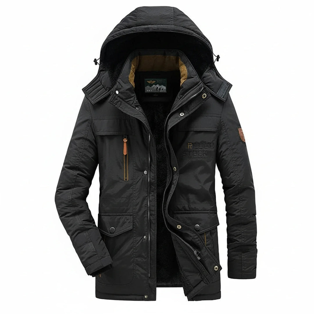 Men's Winter Hooded Parka Jacket Black
