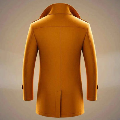 Men's Wool Coat Pockets Cognac Brown Winter Cocoa Brown