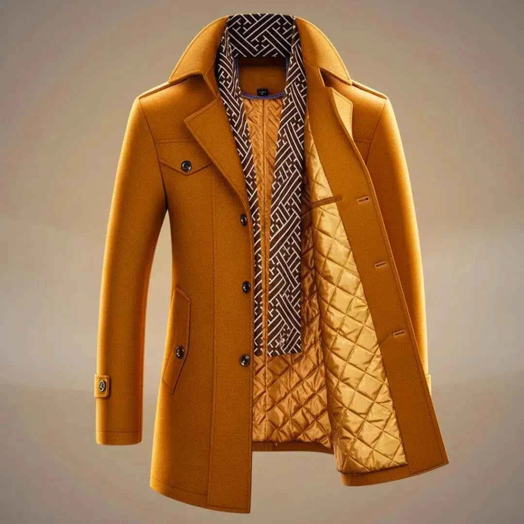 Men's Wool Long Overcoat - Stylish & Warm