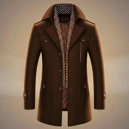 Men's Wool Coat Pockets Cognac Brown Winter Cocoa Brown Cocoa Brown