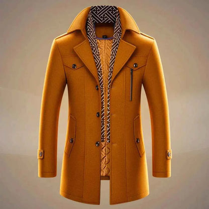 Men's Wool Coat Pockets Cognac Brown Winter Cocoa Brown Cognac Brown