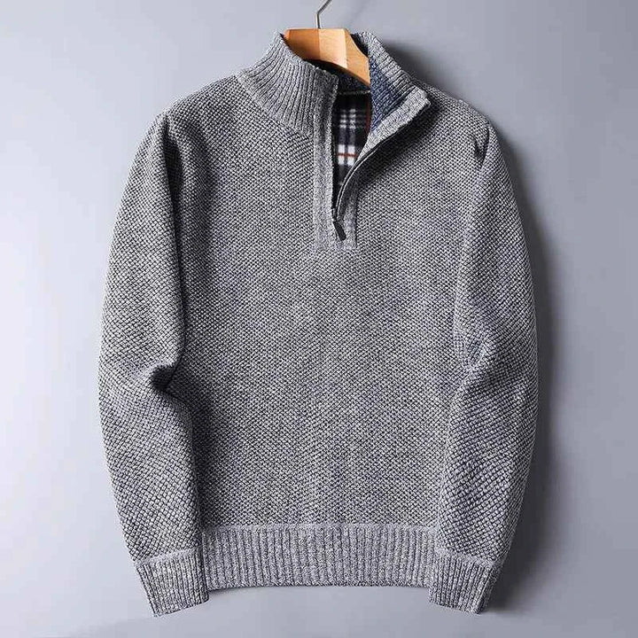 Men's Wool Quarter Zip Cardigan - Yukon Style Light Gray