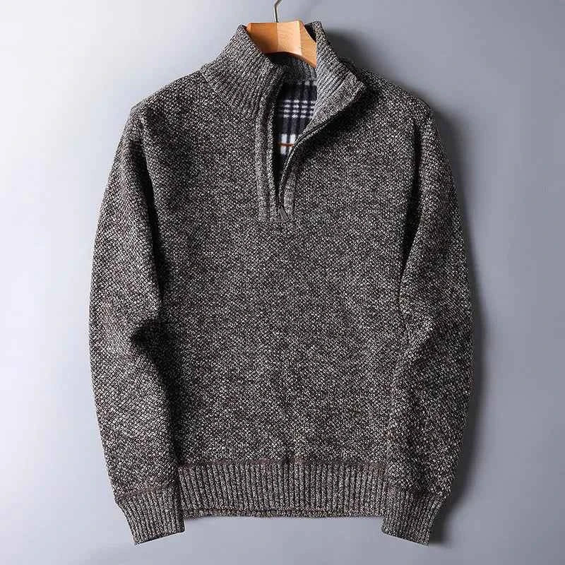 Men's Wool Quarter Zip Cardigan - Yukon Style Brown