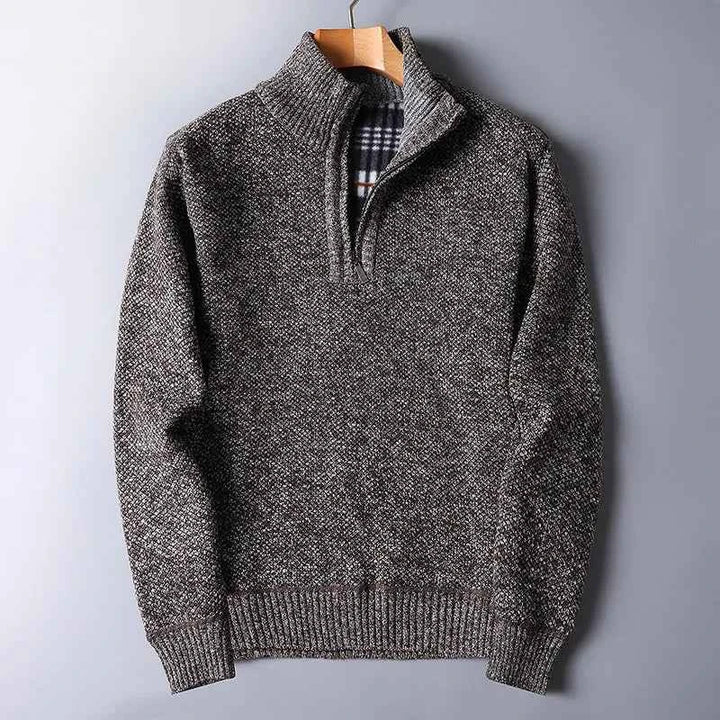 Men's Wool Quarter Zip Cardigan - Yukon Style Brown
