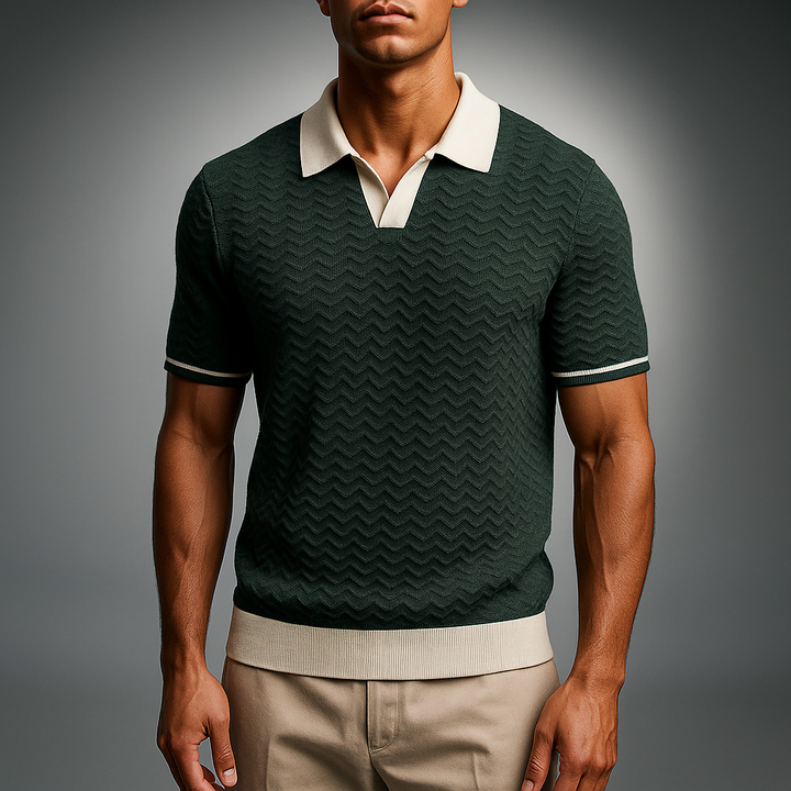 Men's Woven Polo Shirt - Stylish and Comfortable Green