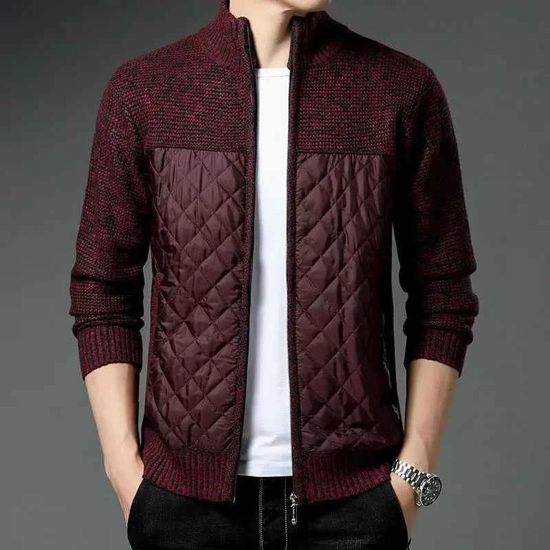 Men's Zip Cardigan - Stockholm Style Wine Red