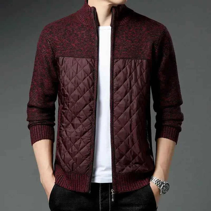 Men's Zip Cardigan - Stockholm Style Wine Red